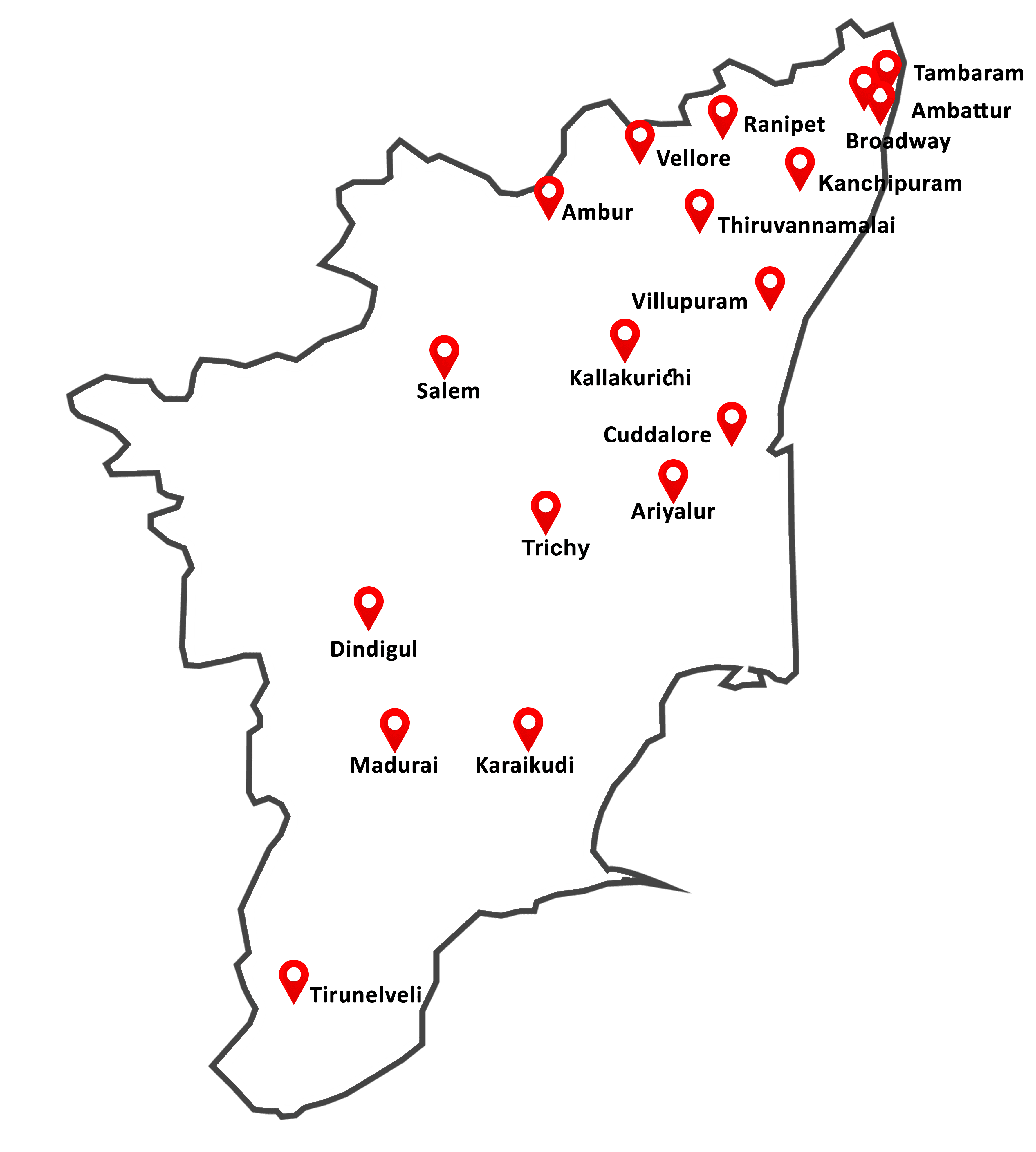 Bharathi Institutes Tamil Nadu Locations Map